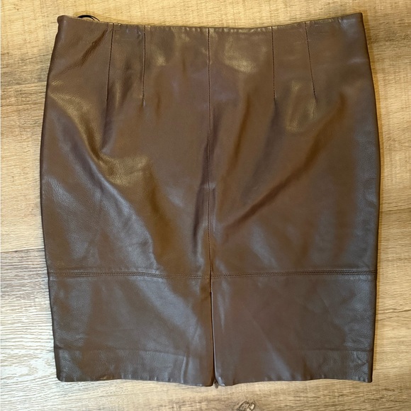 Anne Klein Brown Leather Skirt Size 8 - Picture 10 of 14